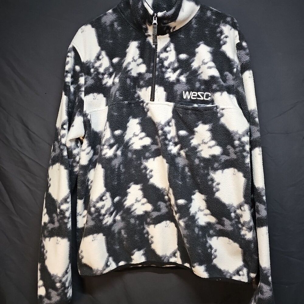 Conspiracy by WESC Fleece 1/4 Zip Pullover Size XL Black White